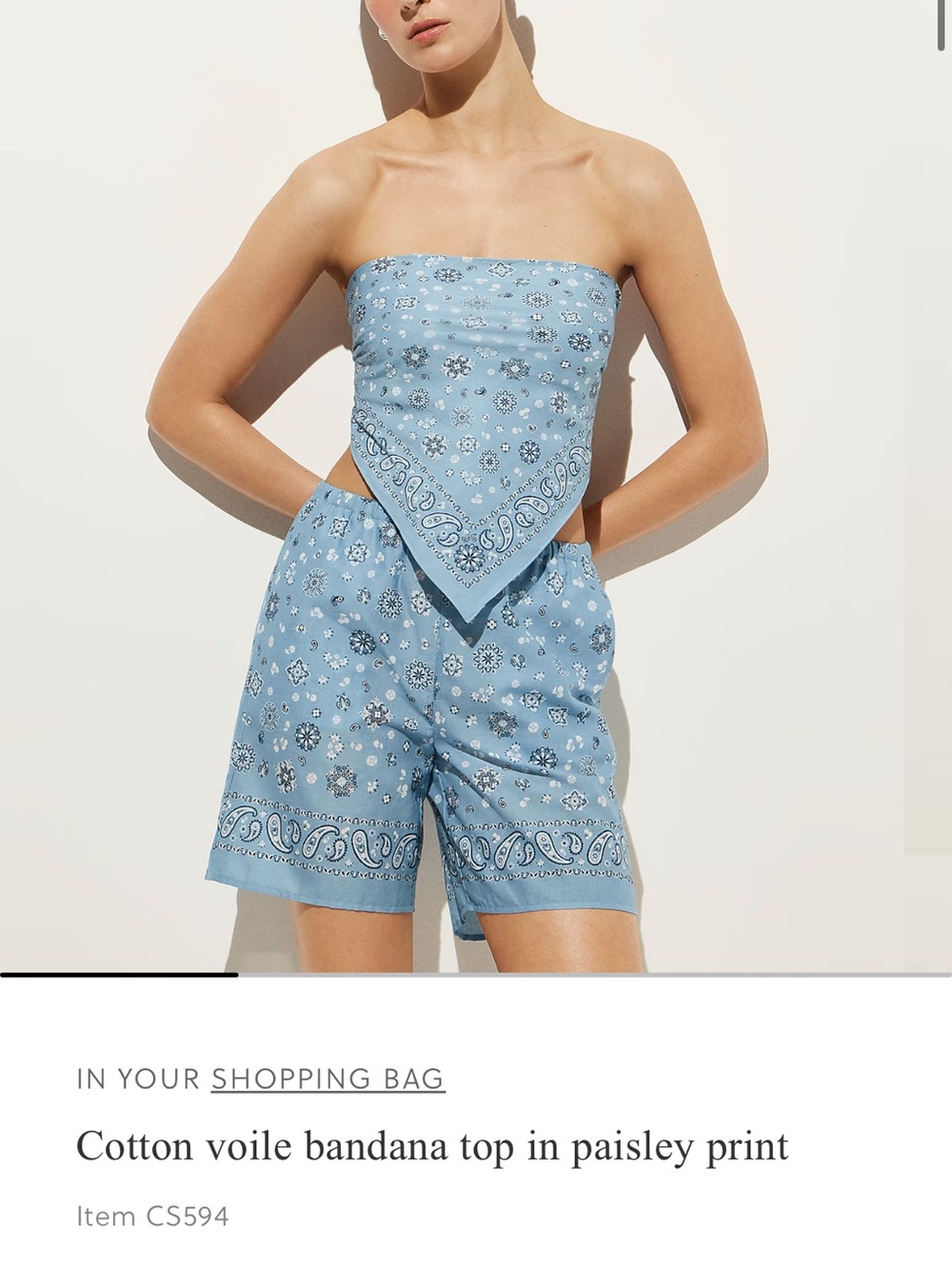 J. Crew Light Blue Bandana-Print Elastic Waist Shorts